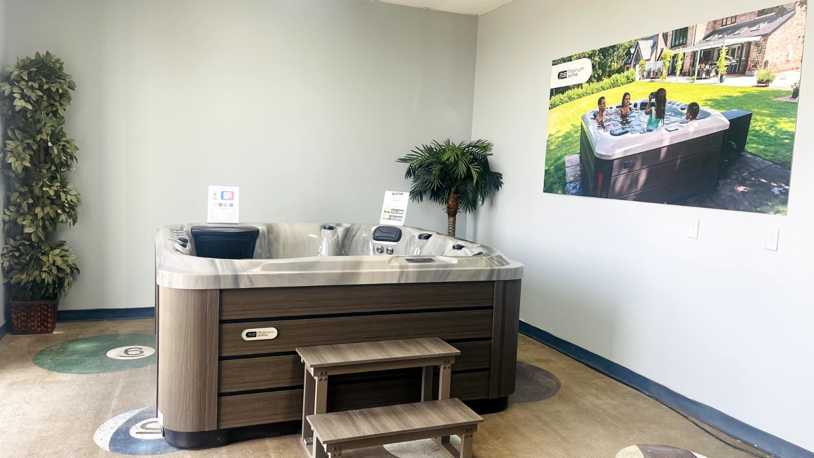 Platinum Spas hot tub display in the showroom