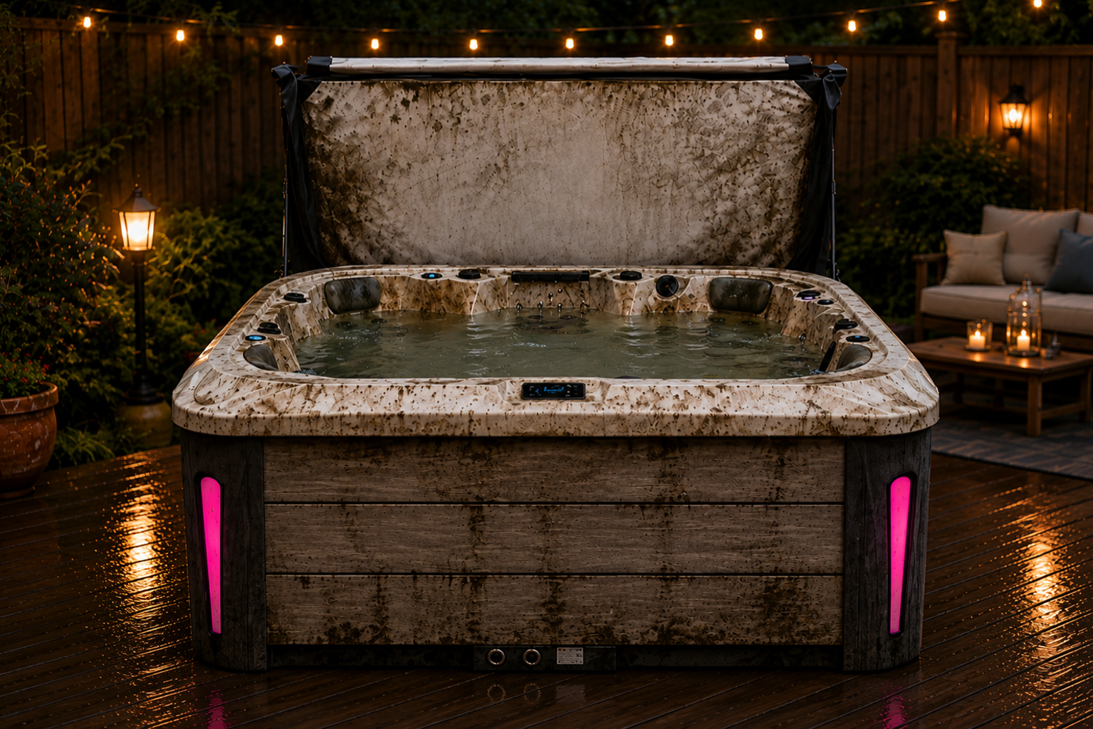Premium hot tub before water care and professional service