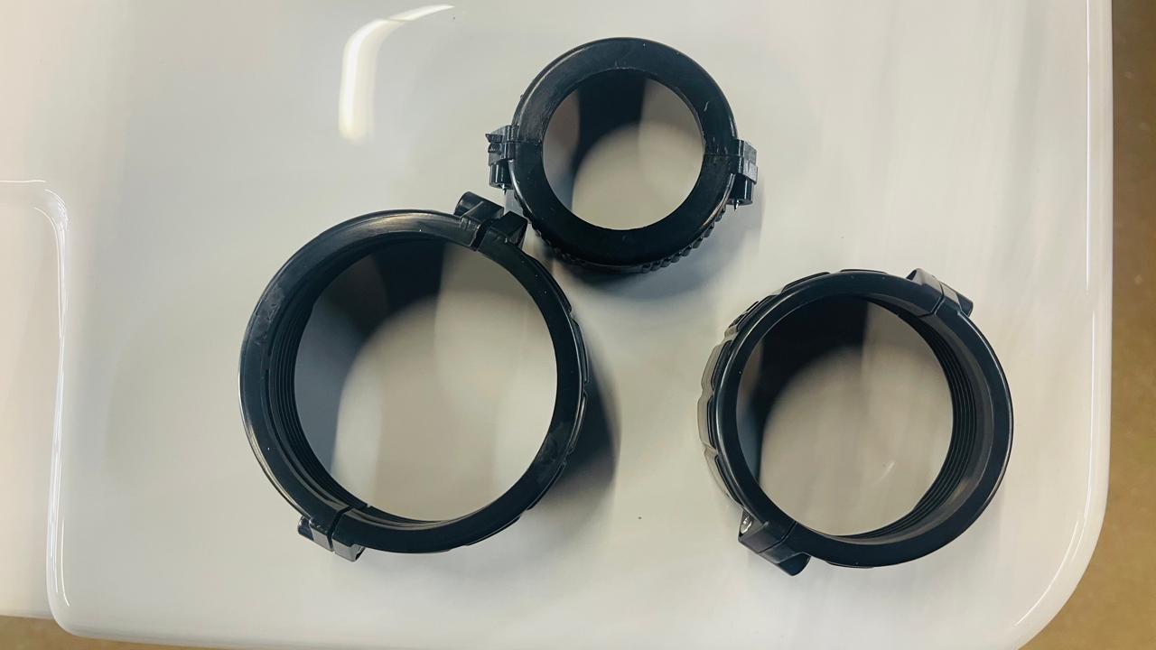 Black pump union collars available from The Hot Tub Specialists in Edmonton